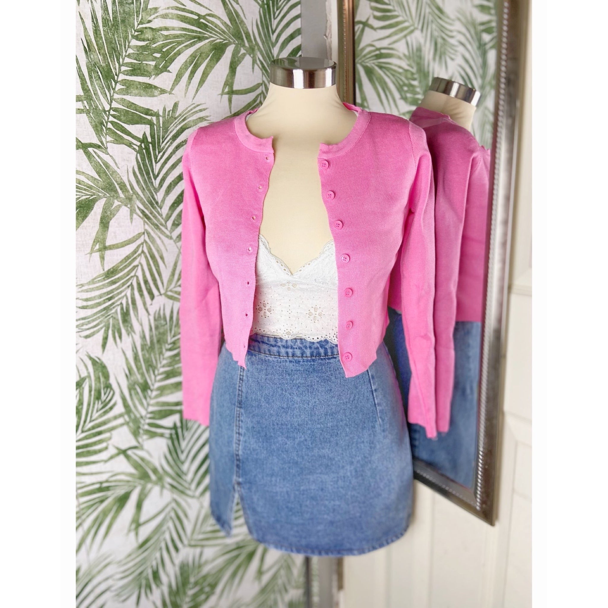 Pink button outlet up cardigan